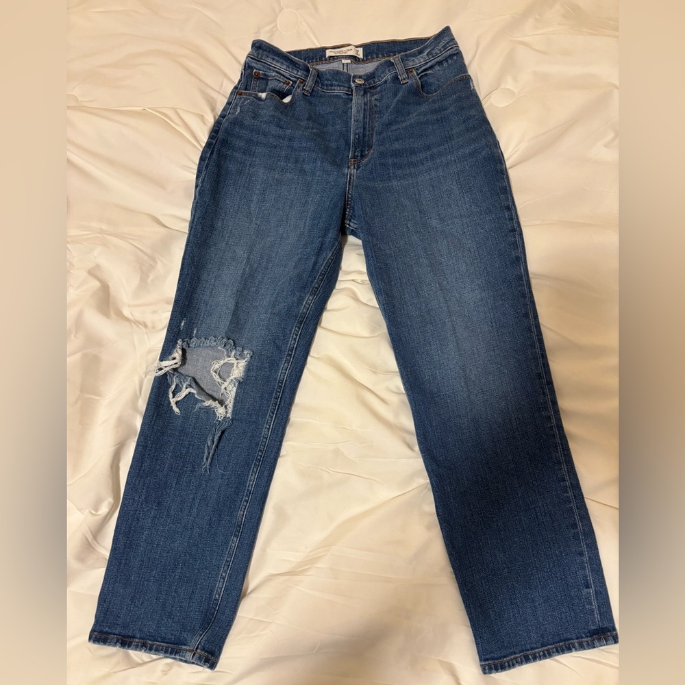 Abercrombie & Fitch Blue Distressed Boyfriend Jeans